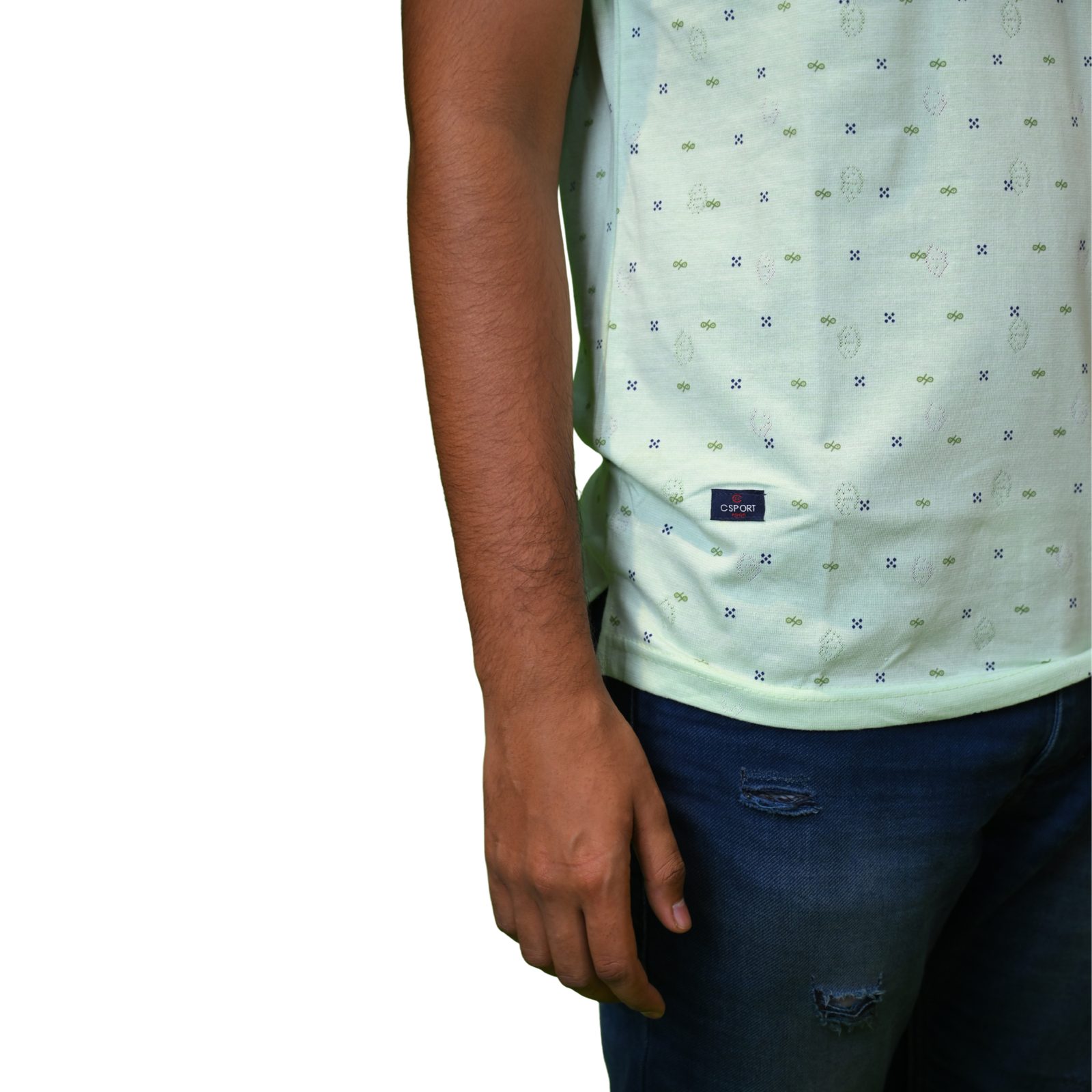 Men T-shirts with cotton fabric Light green print - Image 2