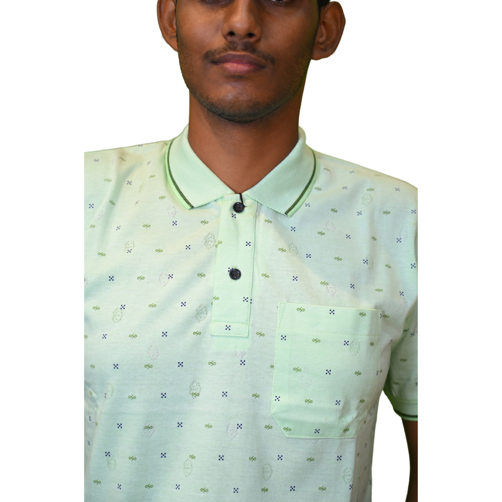 Men T-shirts with cotton fabric Light green print - Image 3