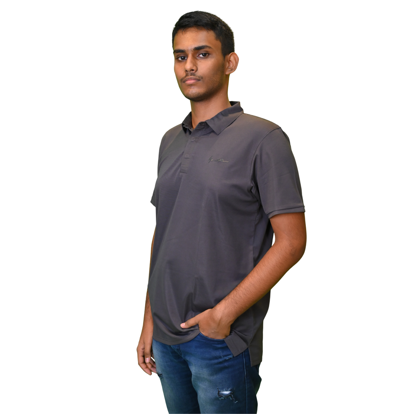 Men T-Shirts with Sports Fabric Dark Still Color - Image 4