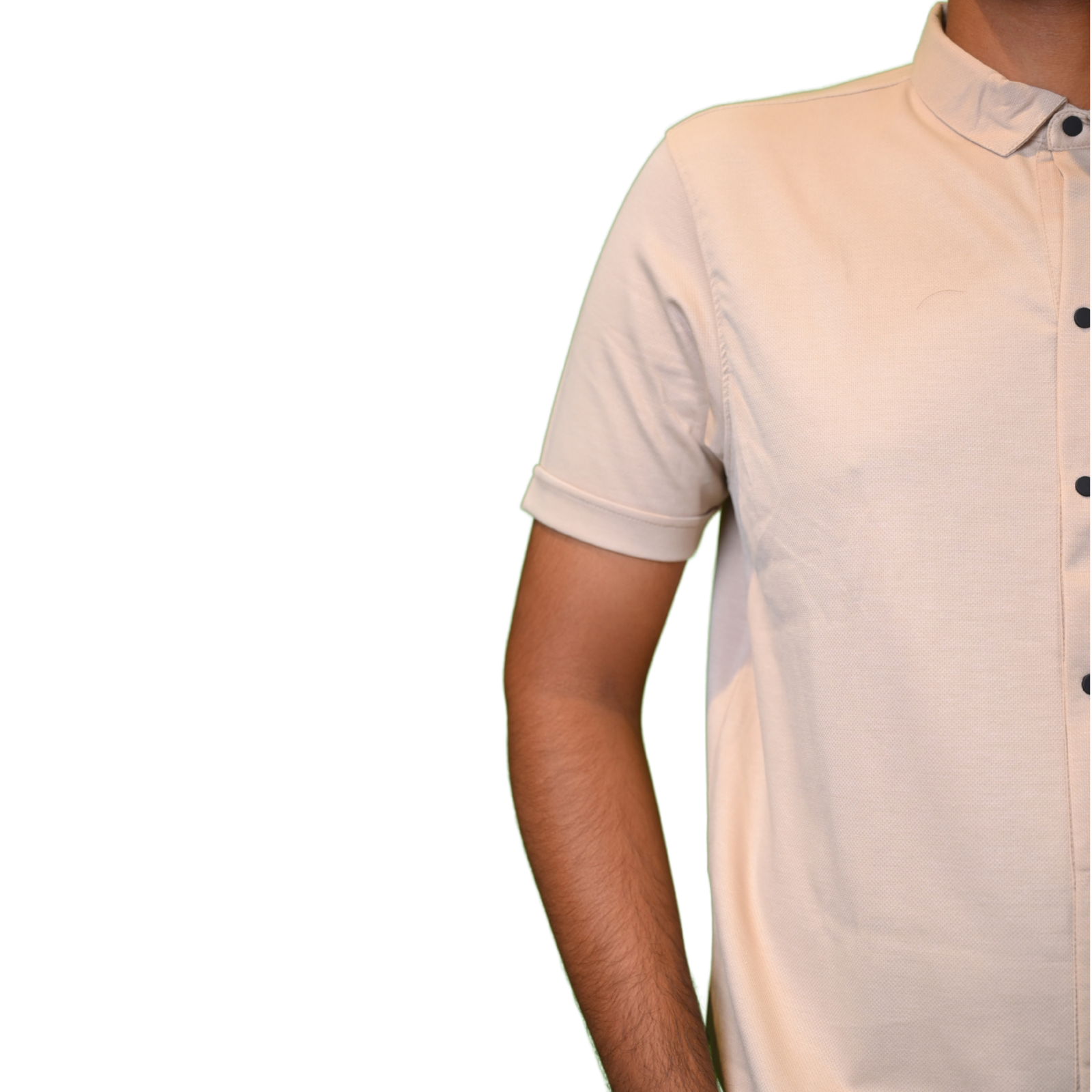 Men T-Shirts with Cotton Fabric Cream Color Shirts Pattern and Chinses Collar - Image 3